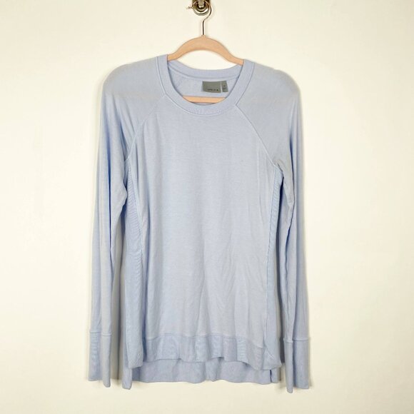 Athleta Studio Side Slit CYA Long Sleeve Sweatshirt Pure Blue XS #1186 - Picture 2 of 15